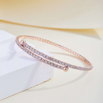 [Royal Jewelry]Row of Diamonds Round Fashion Bracelet