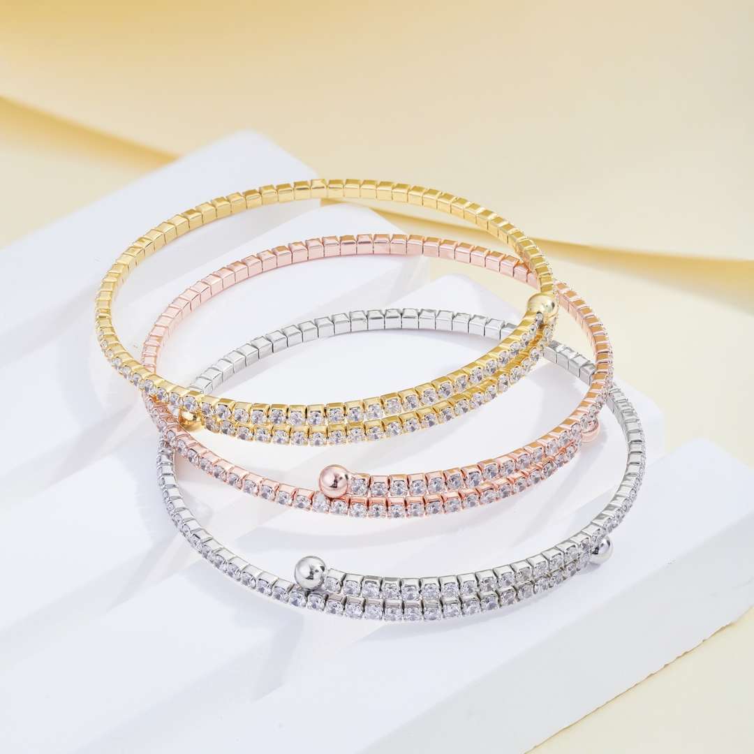 [Royal Jewelry]Row of Diamonds Round Fashion Bracelet