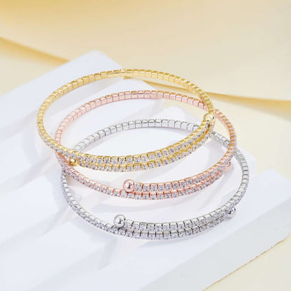 [Royal Jewelry]Row of Diamonds Round Fashion Bracelet
