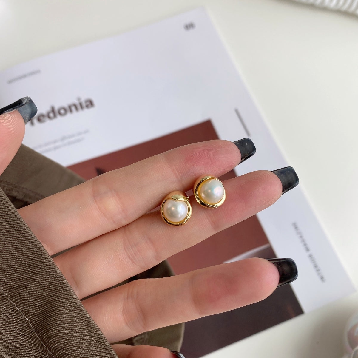 [Royal Jewelry]Dainty Bread Pearl Earrings