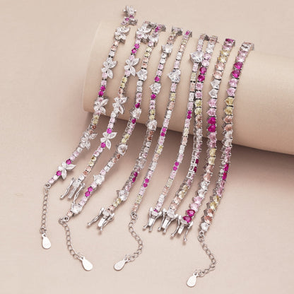 [Royal Jewelry]Sparkling Colorful Full Heart Tennis Necklace