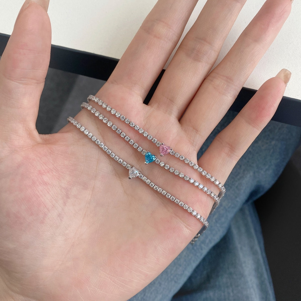 [Royal Jewelry]0.5 Carat Elegant Romantic Heart Shape Lover Bracelet