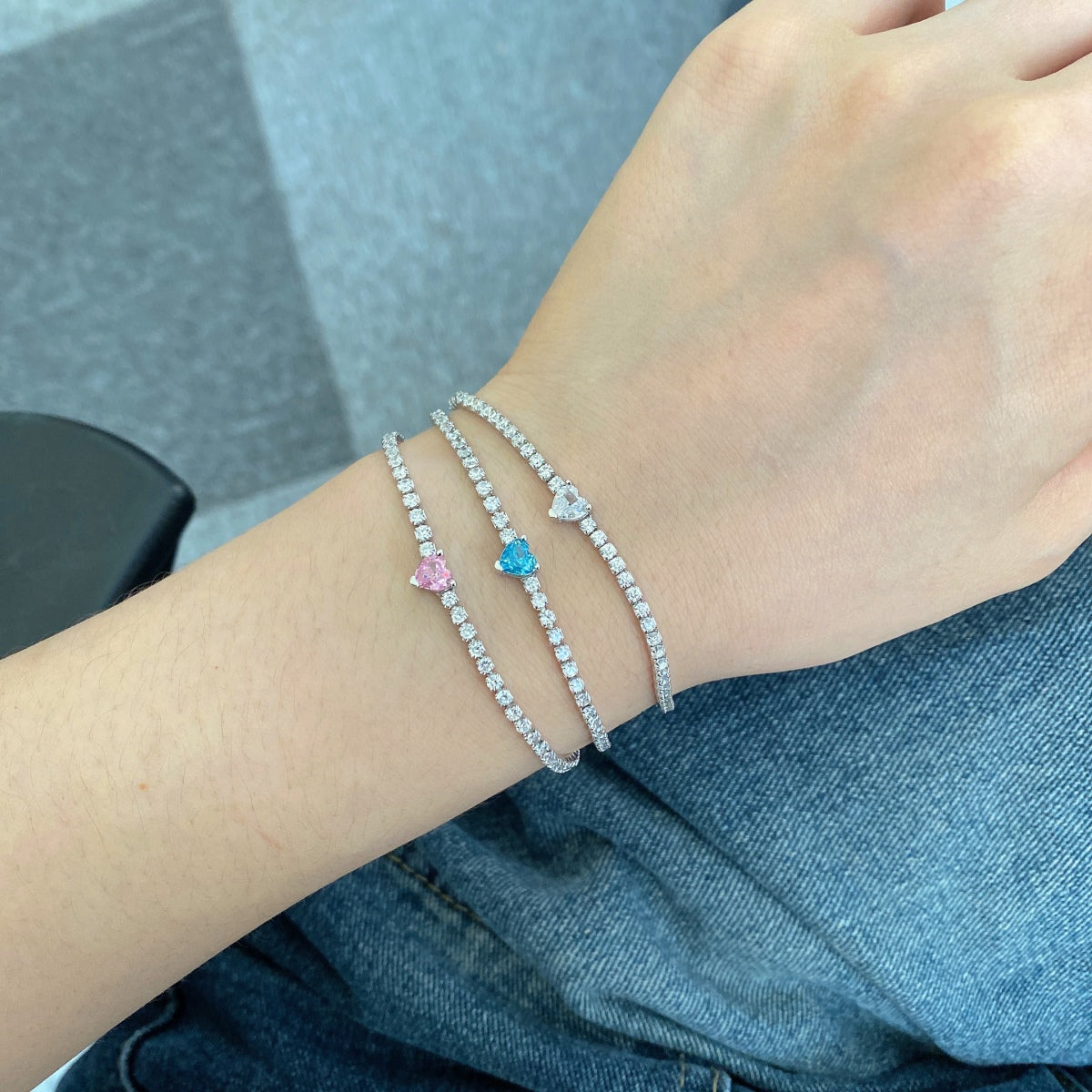 [Royal Jewelry]0.5 Carat Elegant Romantic Heart Shape Lover Bracelet