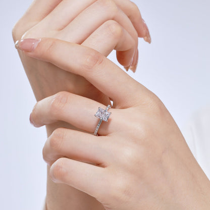[Royal Jewelry]2.0 Carat Dazzling Sparkling Radiant Cut Party Ring