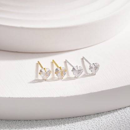 [Royal Jewelry]Sparkling Heart Shaped Simple Earrings