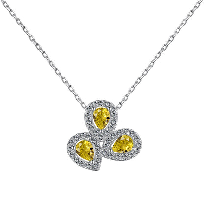 [Royal Jewelry]Elegant Flower Shape Pear Cut Necklace