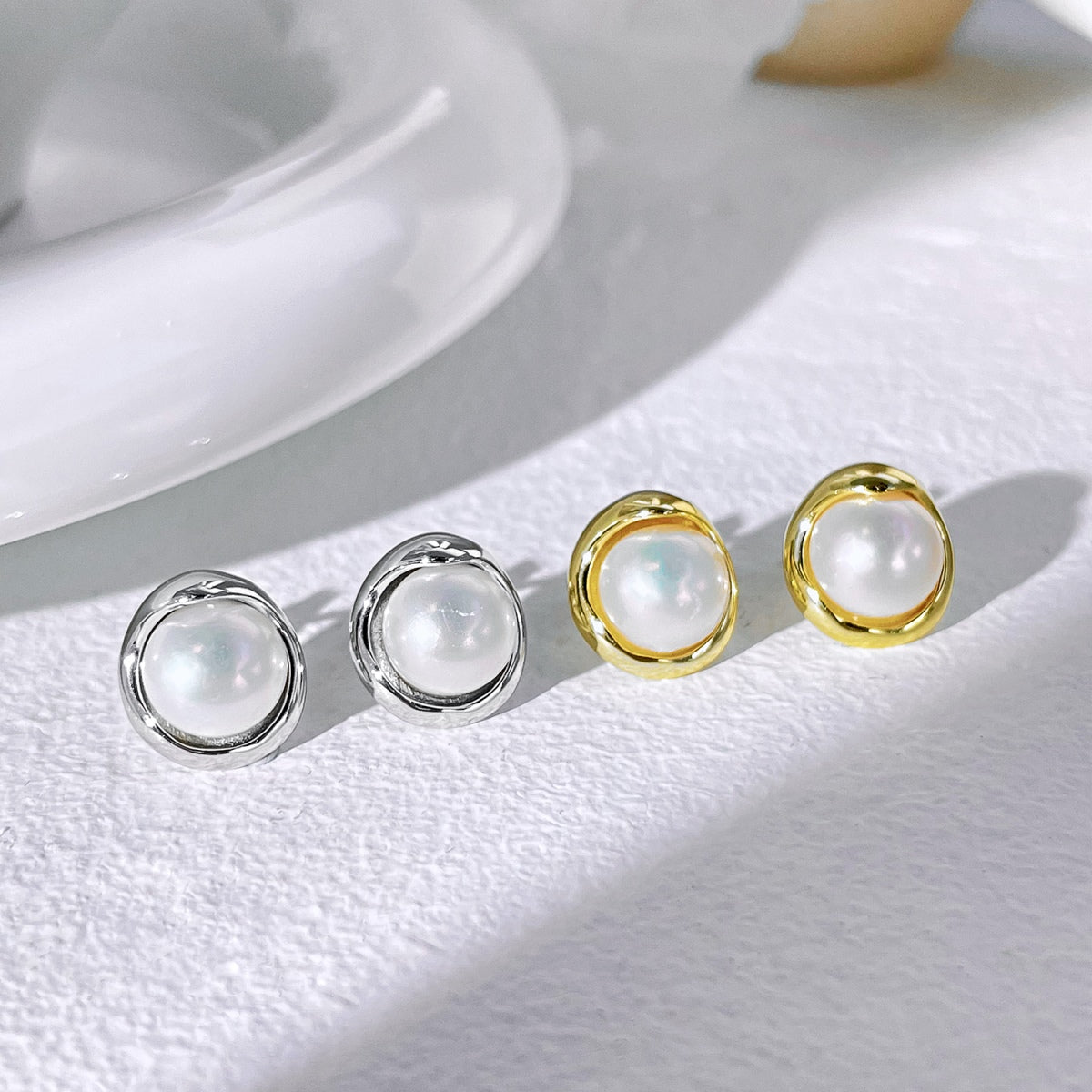 [Royal Jewelry]Dainty Bread Pearl Earrings