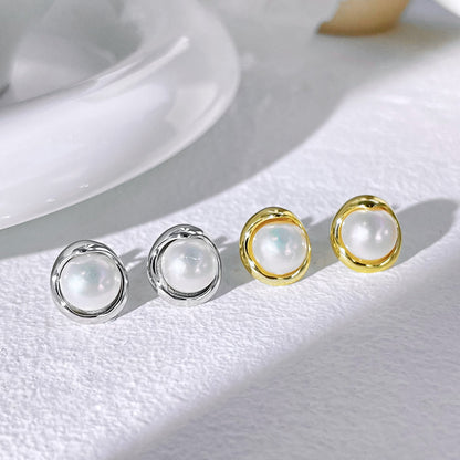 [Royal Jewelry]Dainty Bread Pearl Earrings