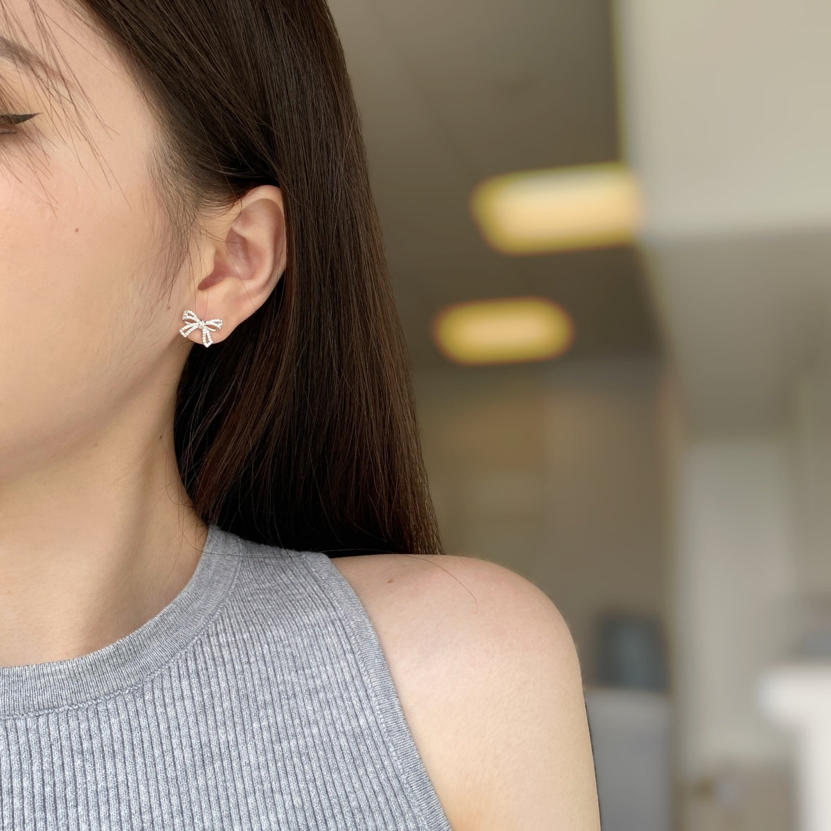[Royal Jewelry]Dainty Bow Shape Earrings