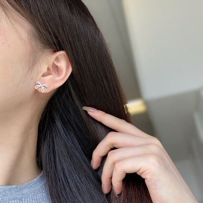 [Royal Jewelry]Dainty Bow Shape Earrings