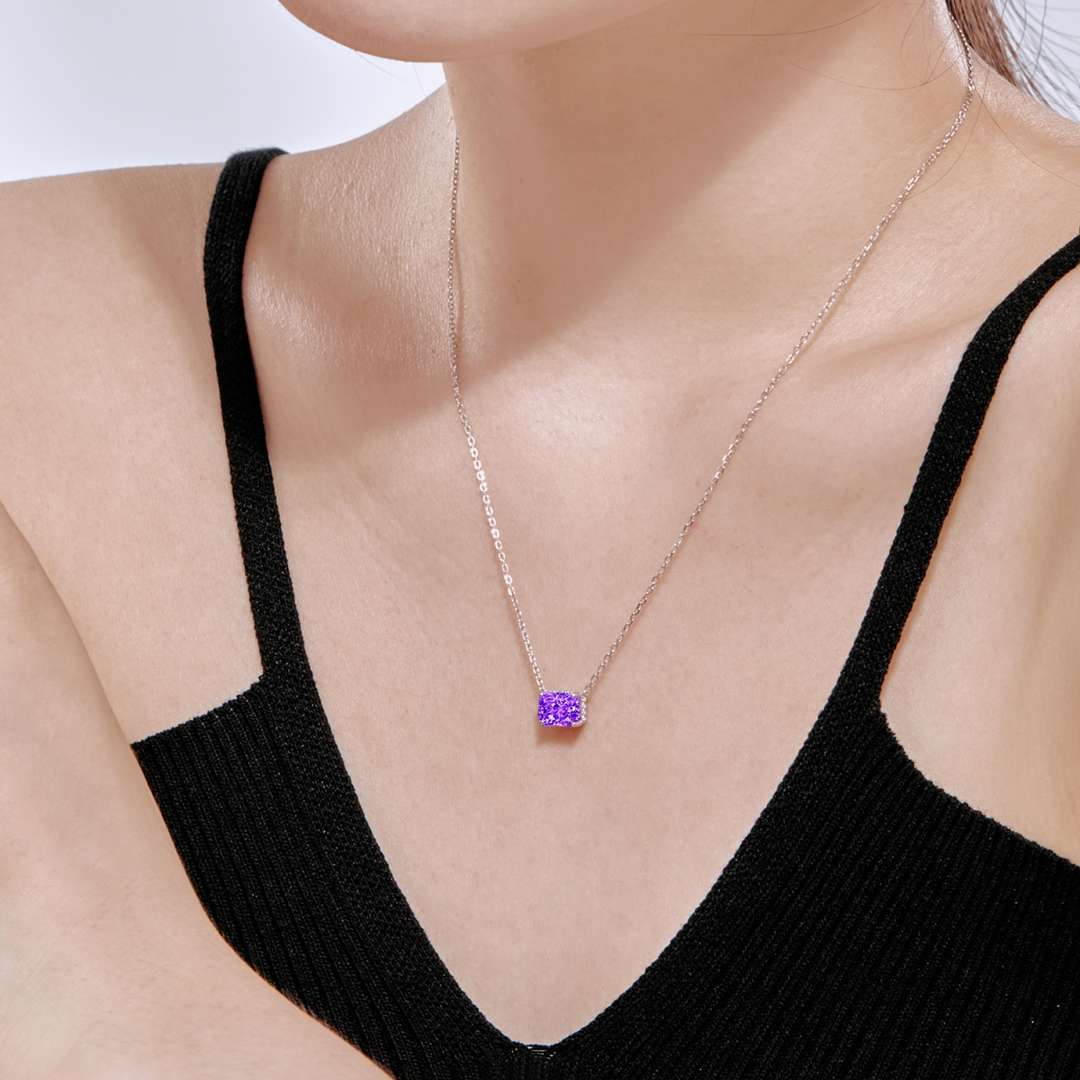 [Royal Jewelry]Luxurious Square Shape Colorful Necalack