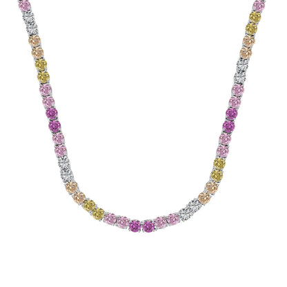 [Royal Jewelry]Delicate Colorful Tennis Necklace