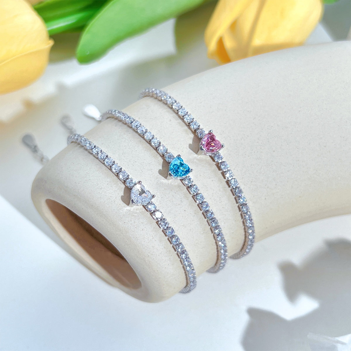 [Royal Jewelry]0.5 Carat Elegant Romantic Heart Shape Lover Bracelet