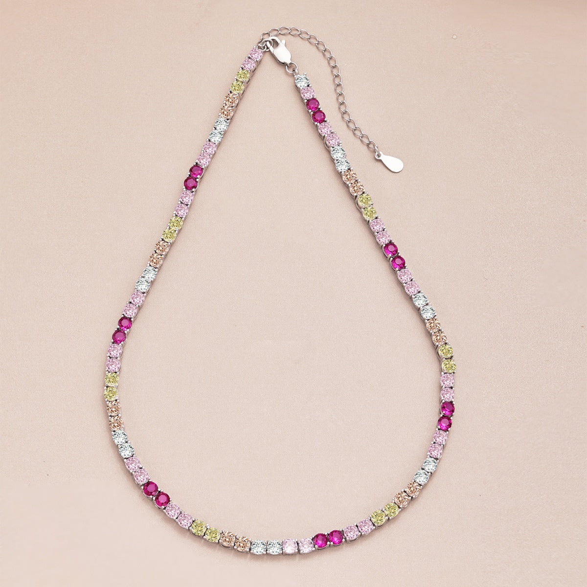 [Royal Jewelry]Delicate Colorful Tennis Necklace