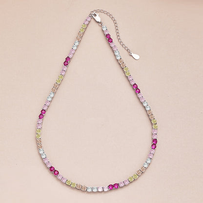 [Royal Jewelry]Delicate Colorful Tennis Necklace