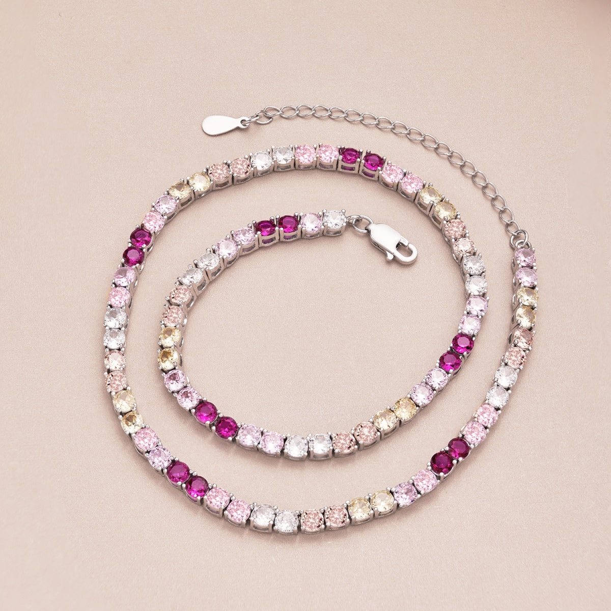[Royal Jewelry]Delicate Colorful Tennis Necklace