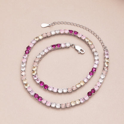 [Royal Jewelry]Delicate Colorful Tennis Necklace