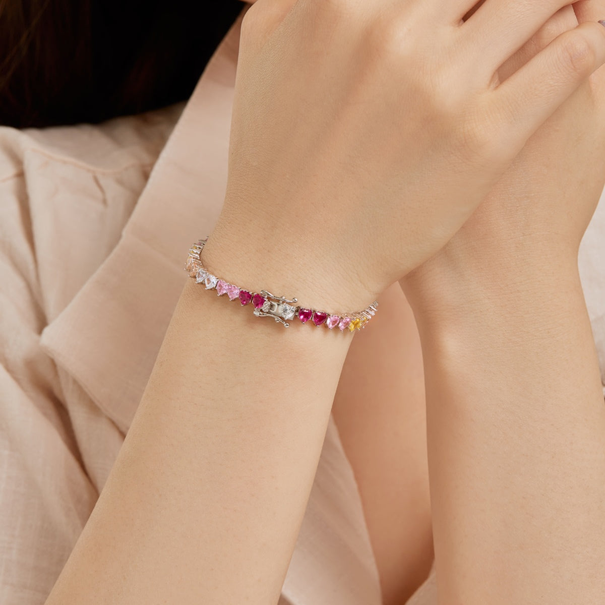 [Royal Jewelry]Luxurious Colorful Romantic Heart Shape Lover Bracelet