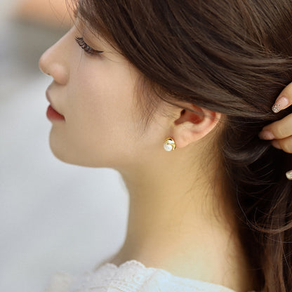 [Royal Jewelry]Dainty Bread Pearl Earrings