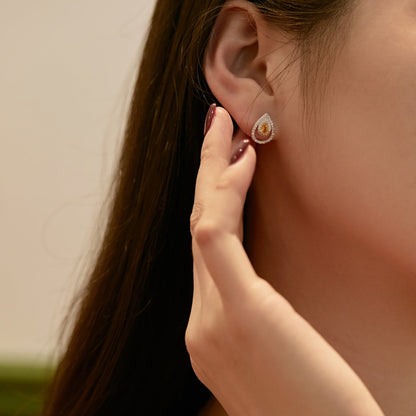 [Royal Jewelry]Sparkling Delicate Water Drop Shape Daily Earrings