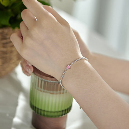 [Royal Jewelry]0.5 Carat Elegant Romantic Heart Shape Lover Bracelet