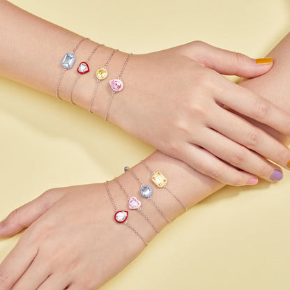 [Royal Jewelry]2.0 Carat Sparkling Colorful Emerald Cut Daily Bracelet