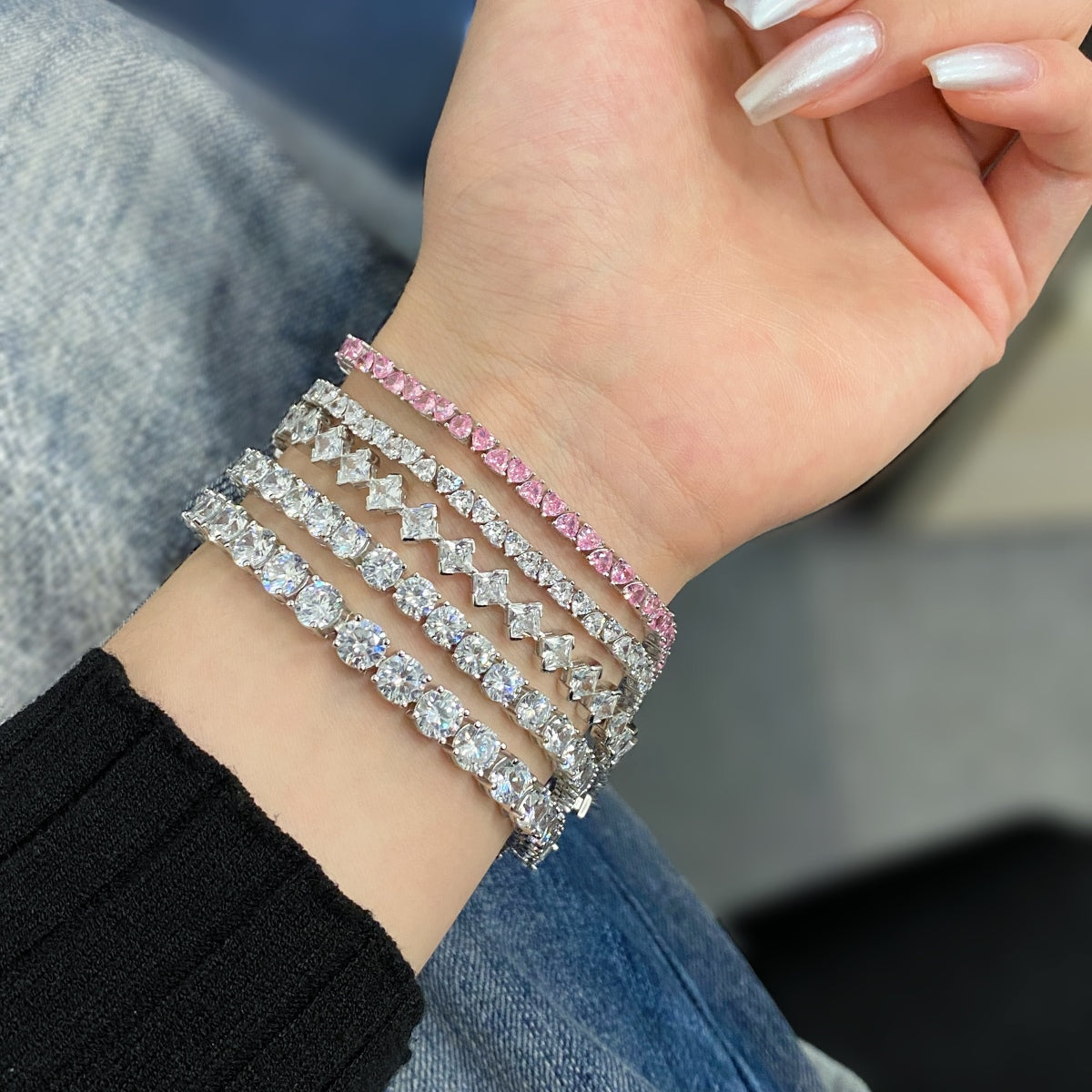 [Royal Jewelry]0.5 Carat Ornate Princess Cut Daily Bracelet