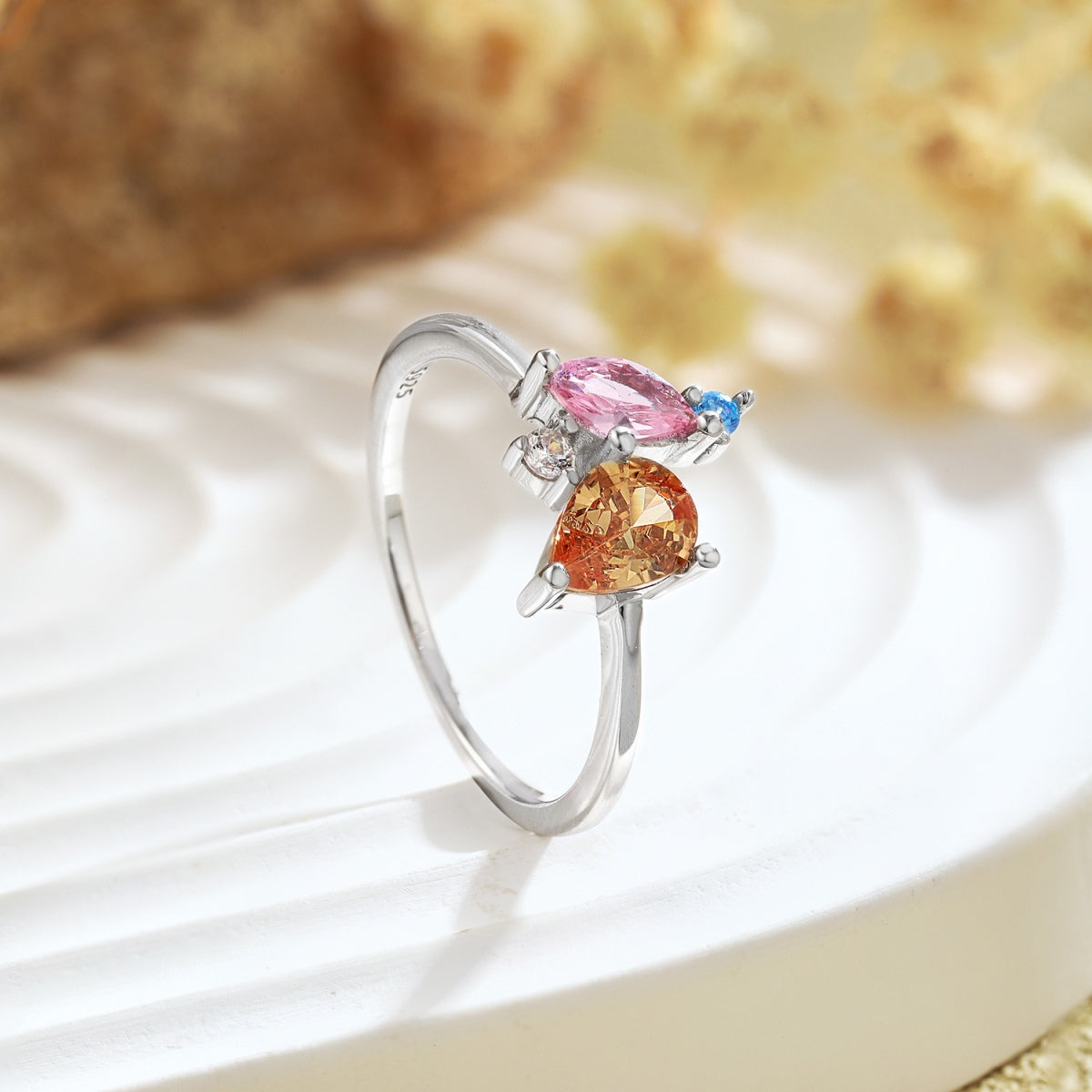 [Royal Jewelry]Radiant Colorful Multi Cut Daily Ring