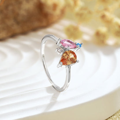 [Royal Jewelry]Radiant Colorful Multi Cut Daily Ring