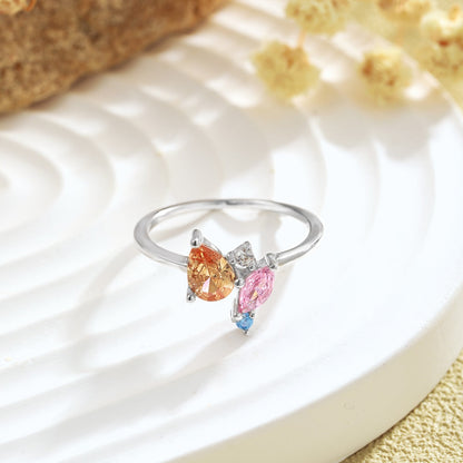 [Royal Jewelry]Radiant Colorful Multi Cut Daily Ring