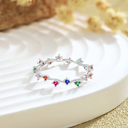 [Royal Jewelry]Radiant Colorful Round Cut Daily Ring