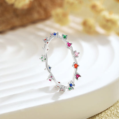 [Royal Jewelry]Radiant Colorful Round Cut Daily Ring