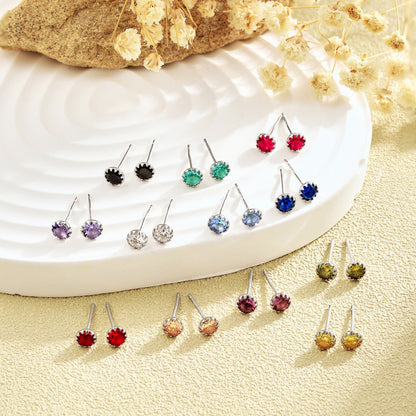 [Royal Jewelry]Sparkling Colorful Round Shape Earrings