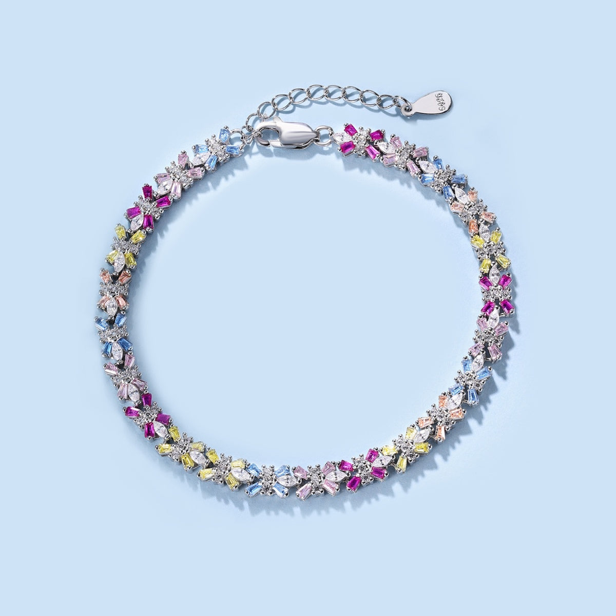[Royal Jewelry]Radiant Colorful Emerald Cut Party Bracelet