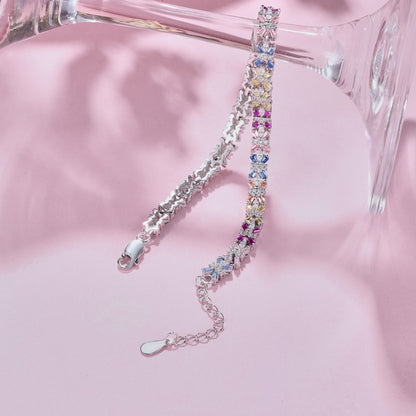 [Royal Jewelry]Radiant Colorful Emerald Cut Party Bracelet