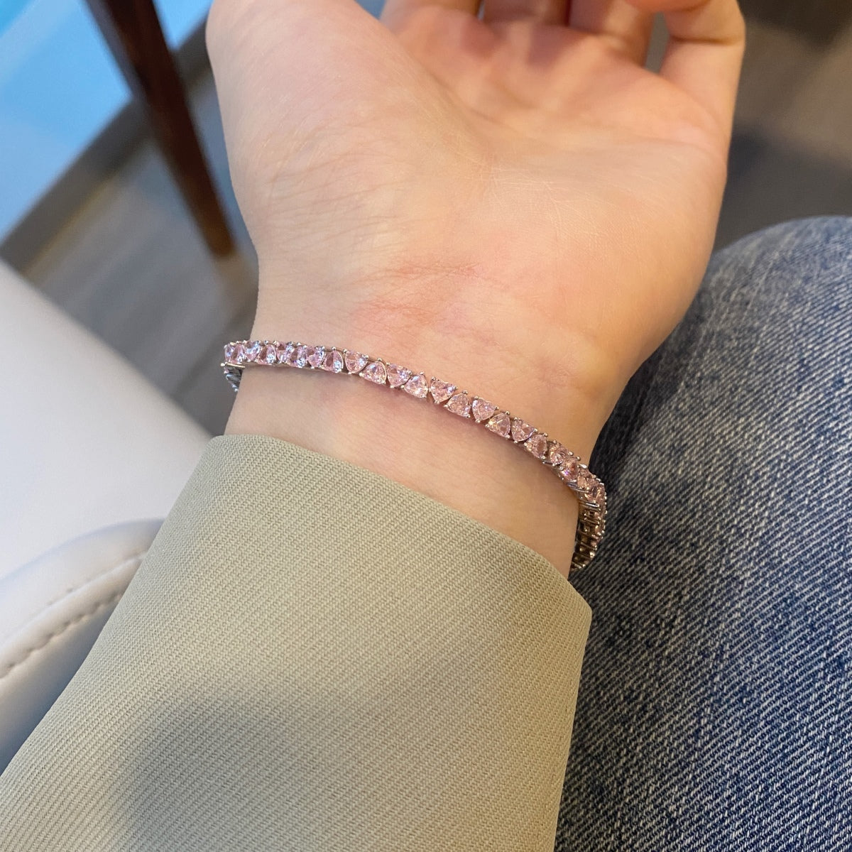 [Royal Jewelry]Dazzling Romantic Heart Shape Lover Bracelet