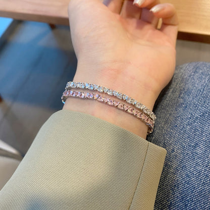 [Royal Jewelry]Dazzling Romantic Heart Shape Lover Bracelet