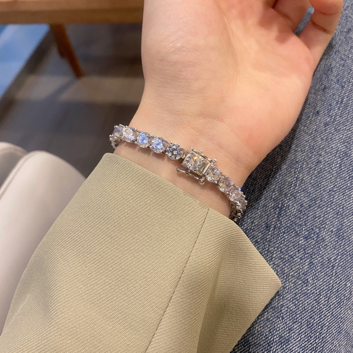 [Royal Jewelry]0.75 Carat Dazzling Round Cut Wedding Bracelet