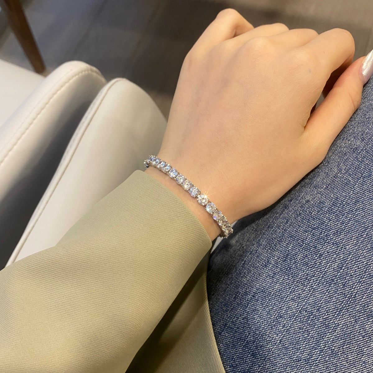 [Royal Jewelry]Ornate Sparkling Round Cut Wedding Bracelet