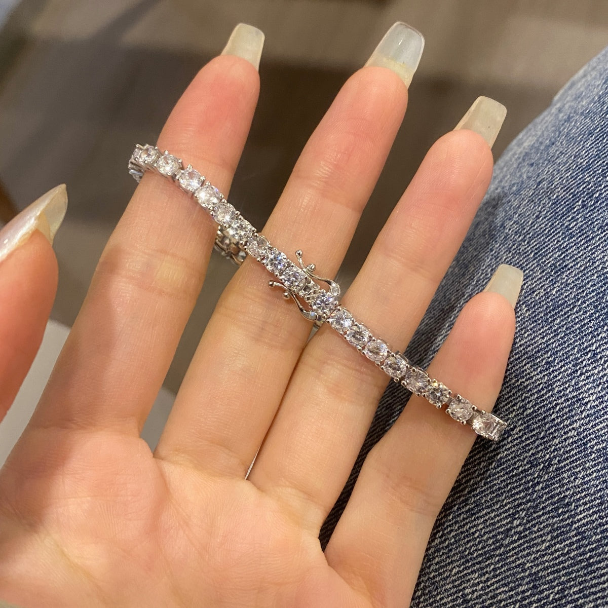 [Royal Jewelry]Luxurious Ornate Round Cut Tennis Bracelet