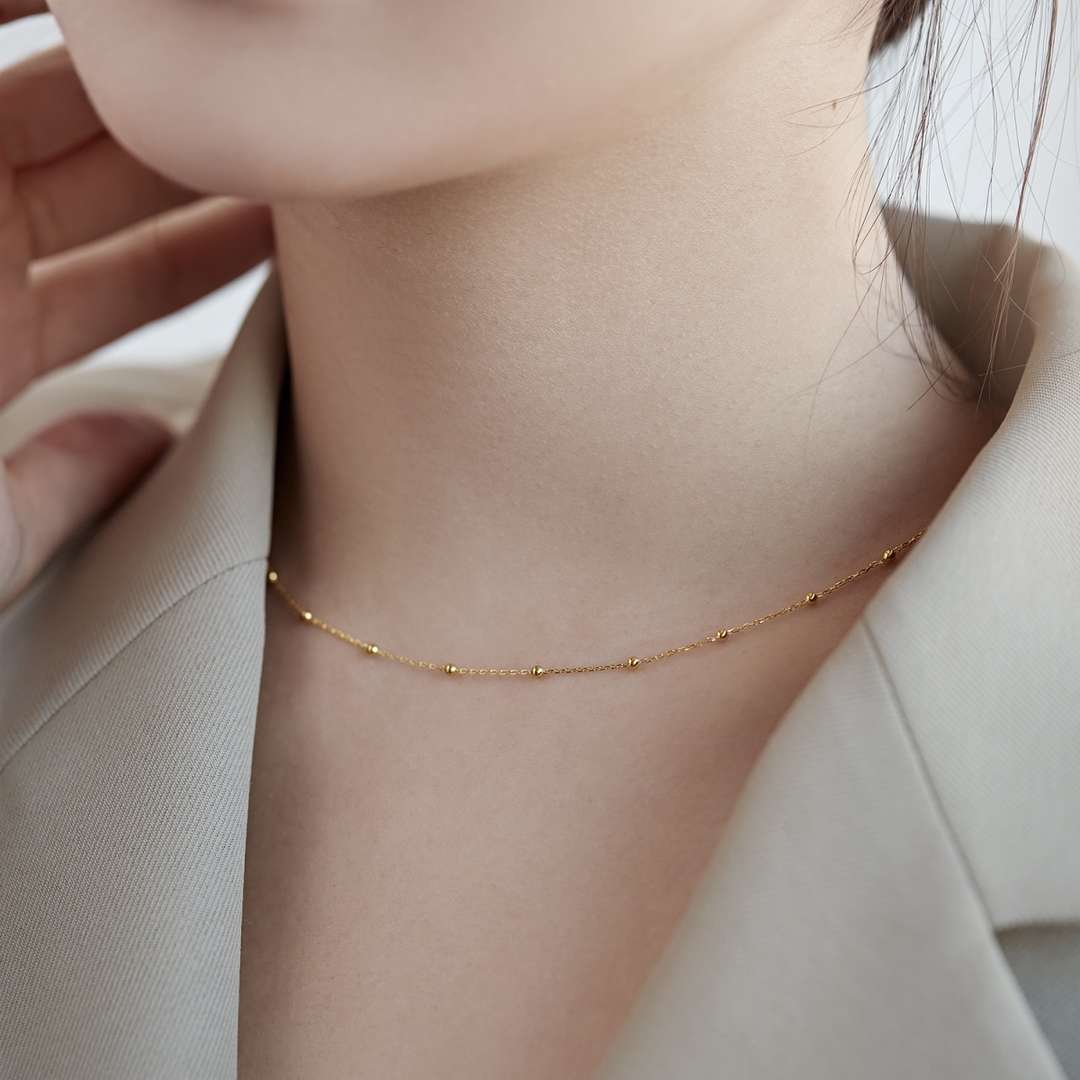 [Royal Jewelry]Small Bead Clavicle Chain Simple Necklace