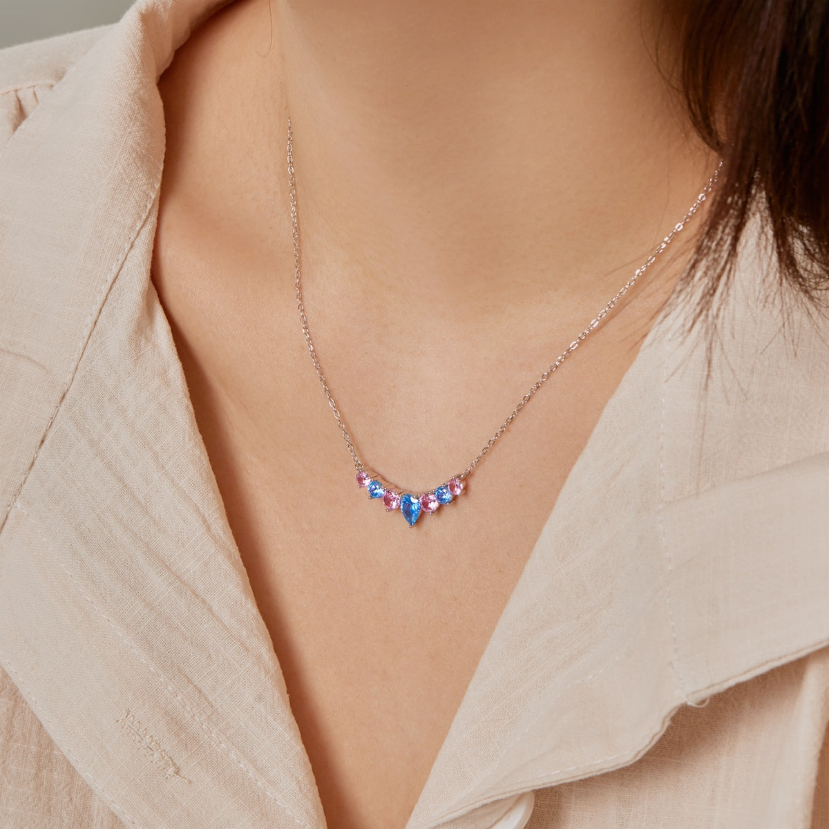 [Royal Jewelry]Dainty Colorful Heart Necklace