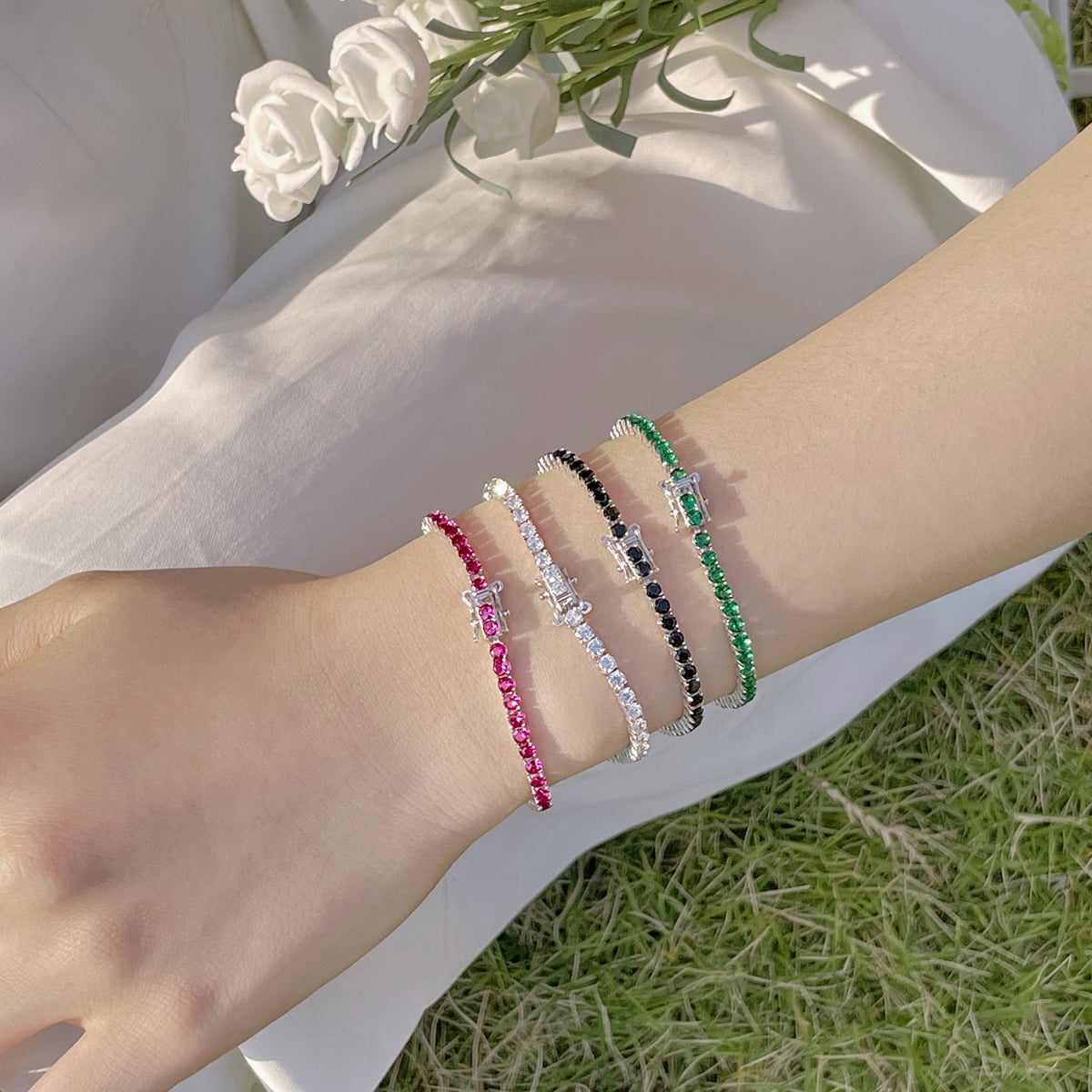 [Royal Jewelry]Radiant Colorful Round Cut Party Bracelet