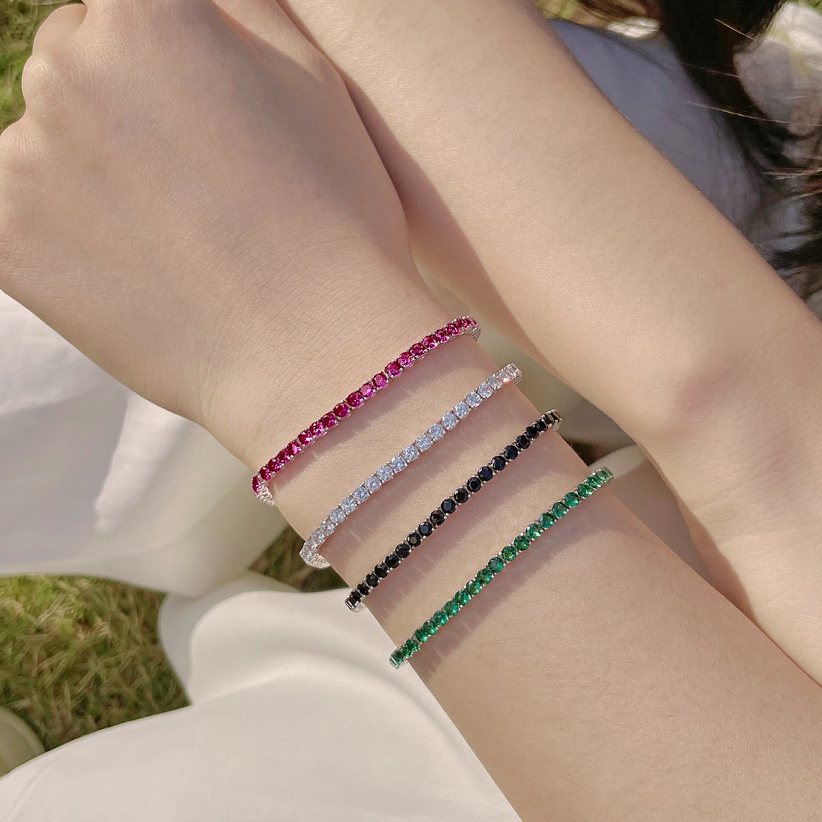 [Royal Jewelry]Radiant Colorful Round Cut Party Bracelet