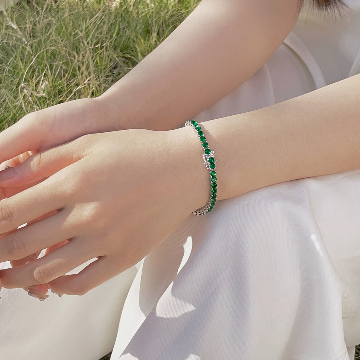 [Royal Jewelry]Radiant Colorful Round Cut Party Bracelet