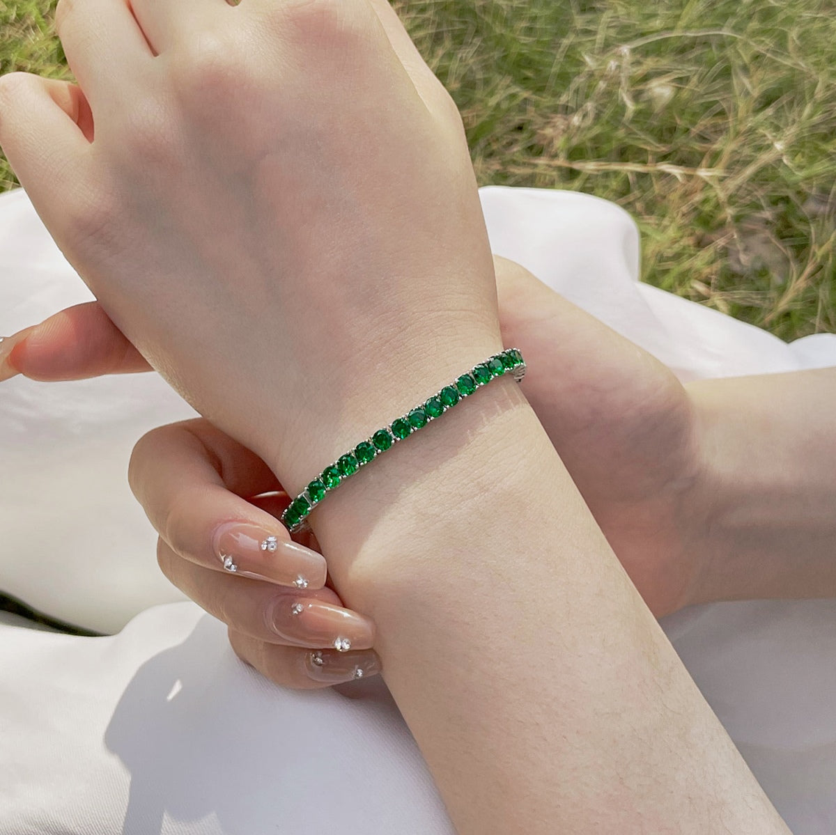 [Royal Jewelry]Radiant Colorful Round Cut Party Bracelet