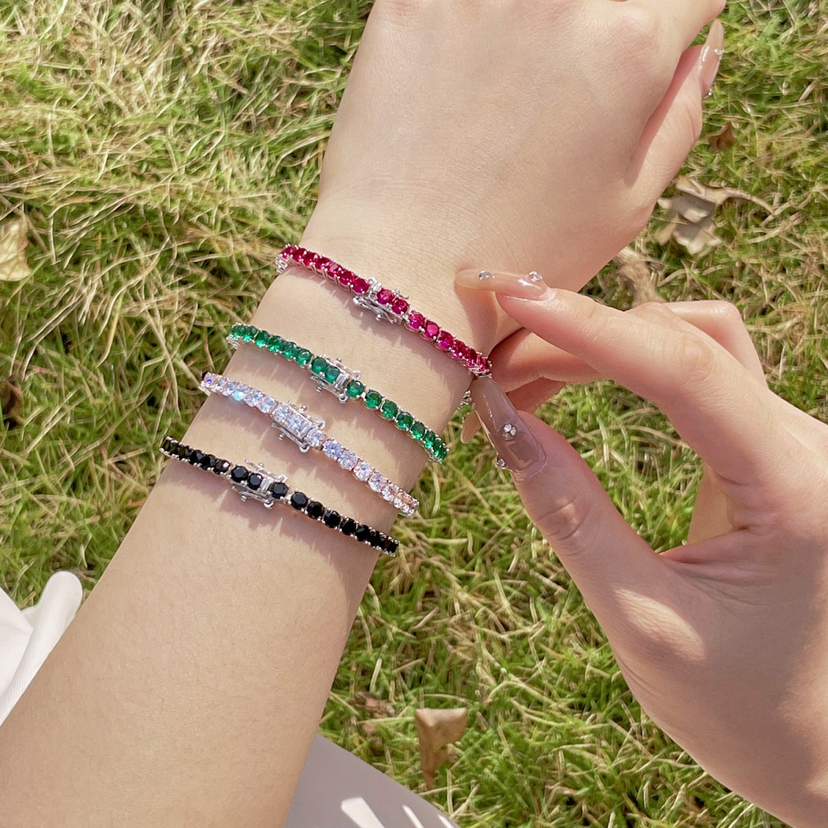 [Royal Jewelry]Radiant Colorful Round Cut Party Bracelet