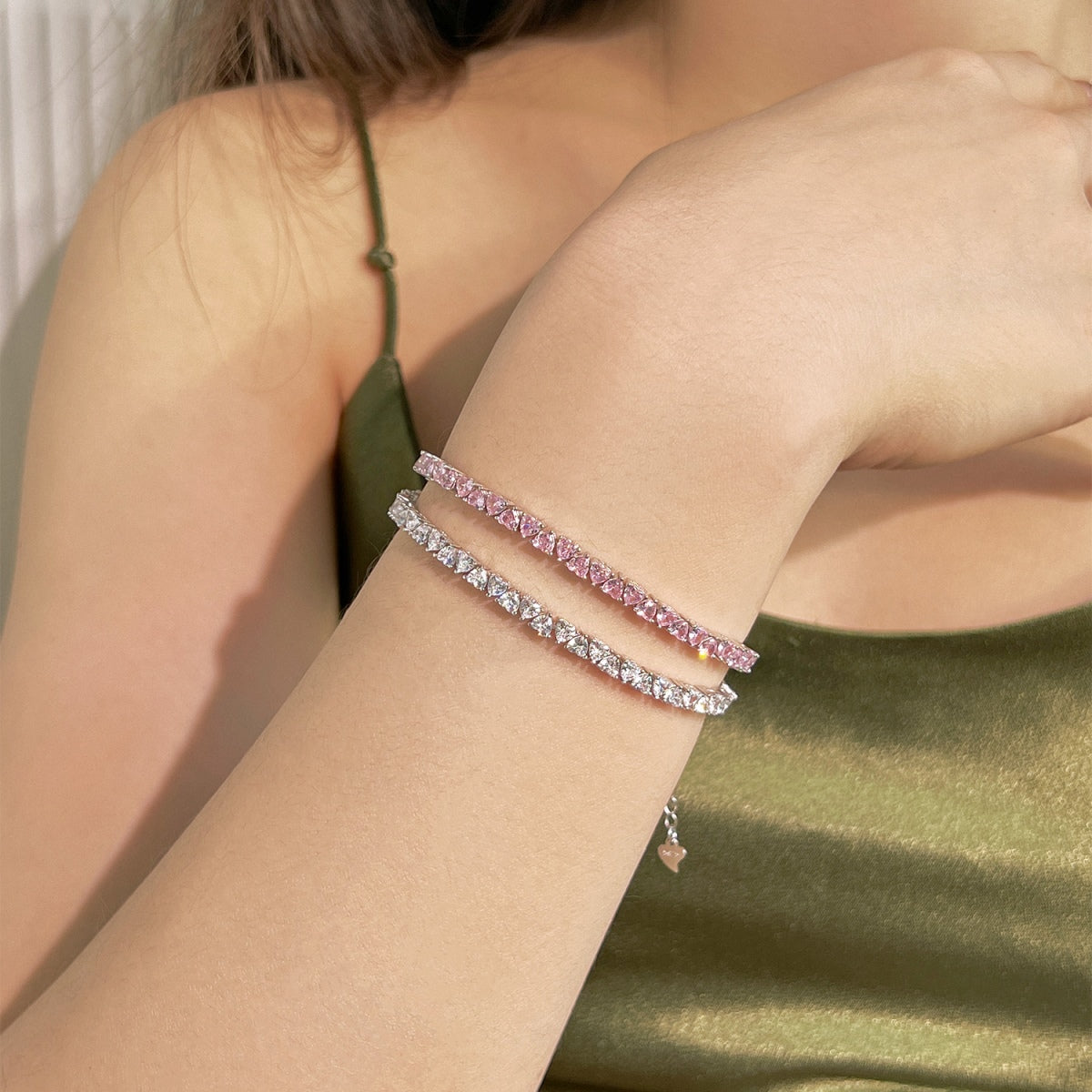 [Royal Jewelry]Dazzling Romantic Heart Shape Lover Bracelet