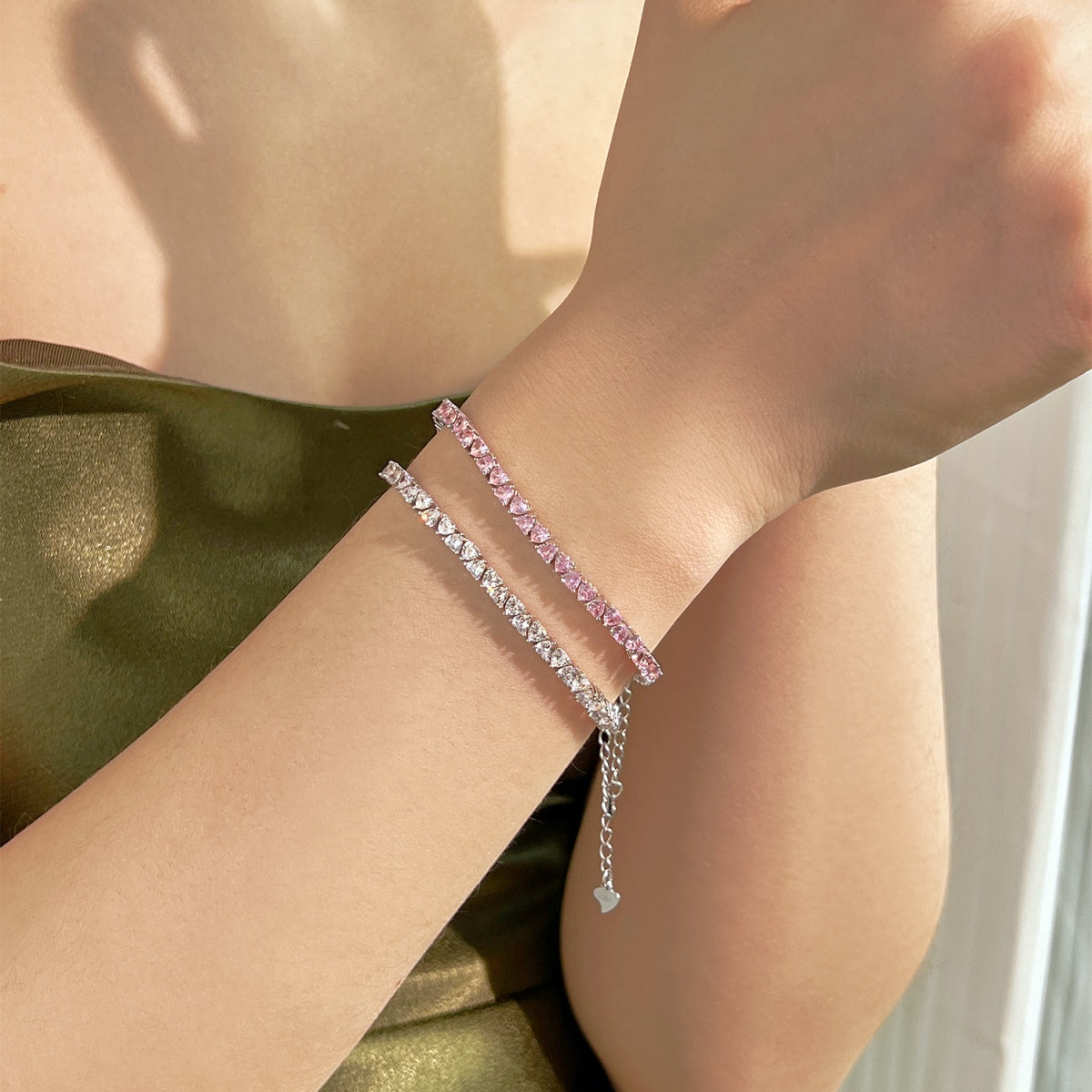 [Royal Jewelry]Dazzling Romantic Heart Shape Lover Bracelet