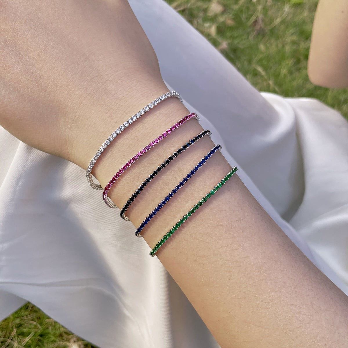 [Royal Jewelry]Radiant Colorful Round Cut Party Bracelet
